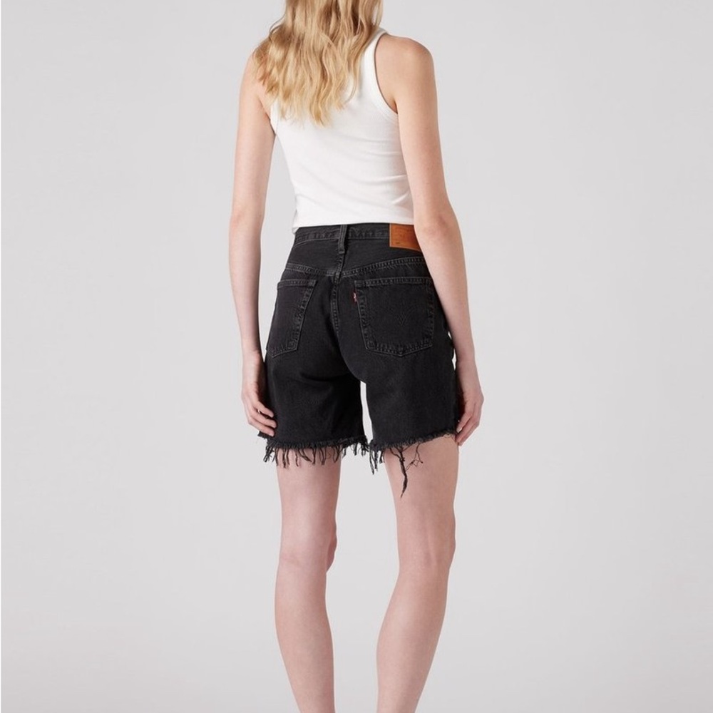 Levi's Black Jean Shorts Distressed Frayed Hem